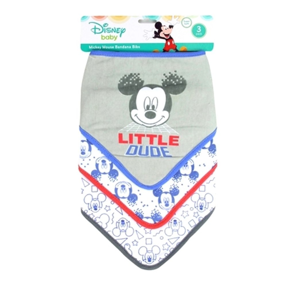 NWT Disney Bandana Bibs Mickey Mouse Bib Set Eating Drooling Teething 3pc NEW